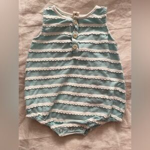 Striped Blue and White Kids One Piece